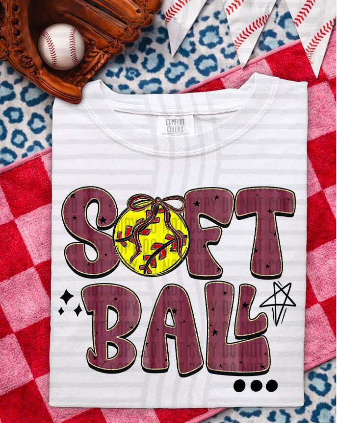 Softball Retro DTF Print