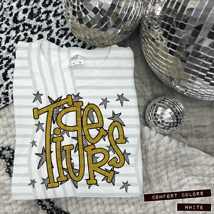 Gold Staggered DTF Print