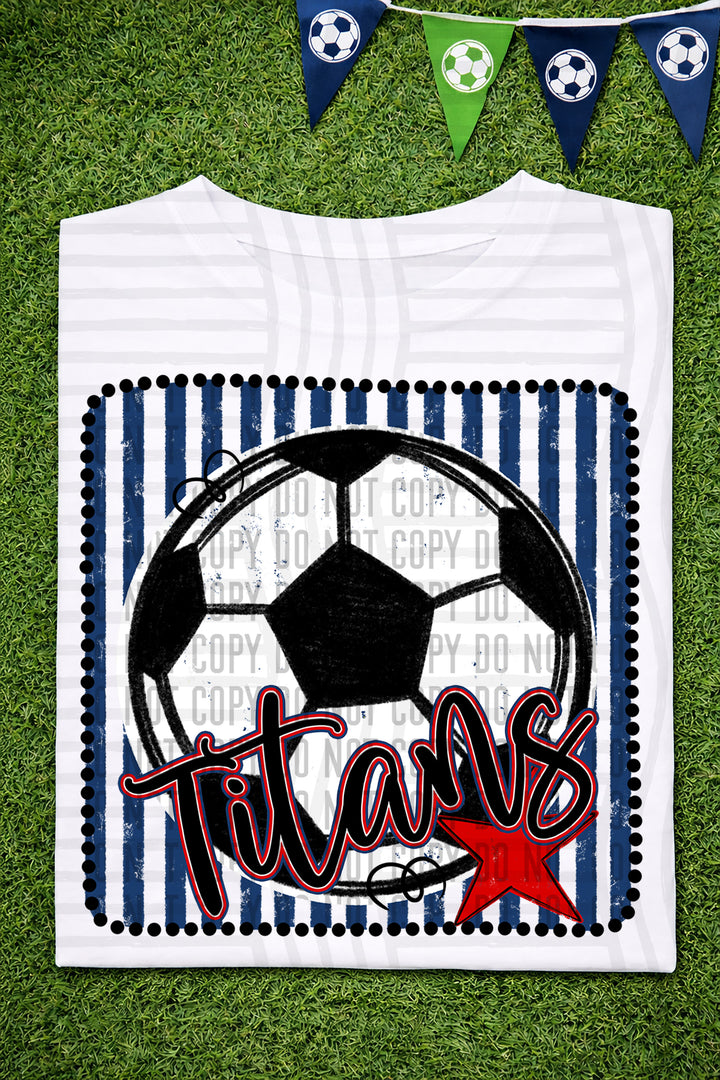 Soccer RWB Framed DTF Print