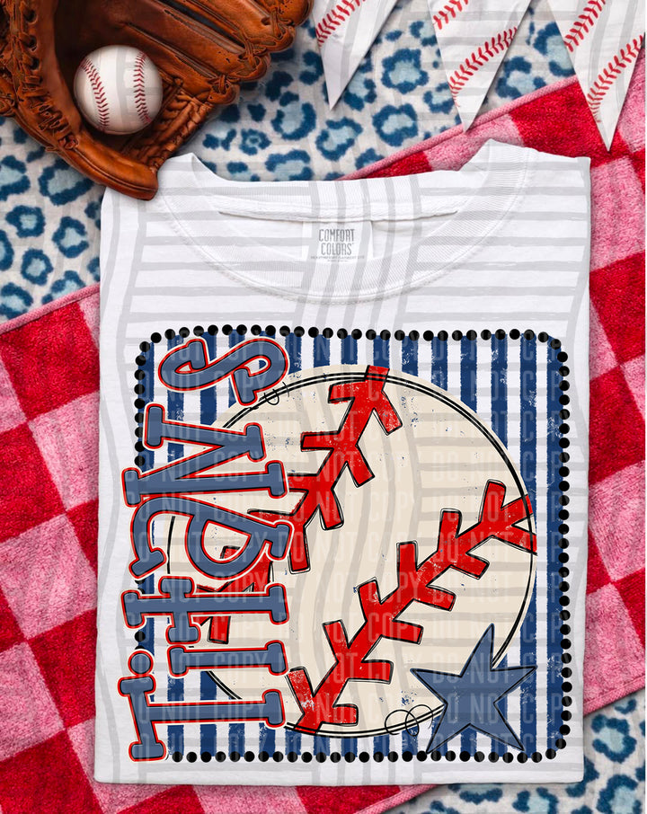Baseball RWB Framed DTF Print