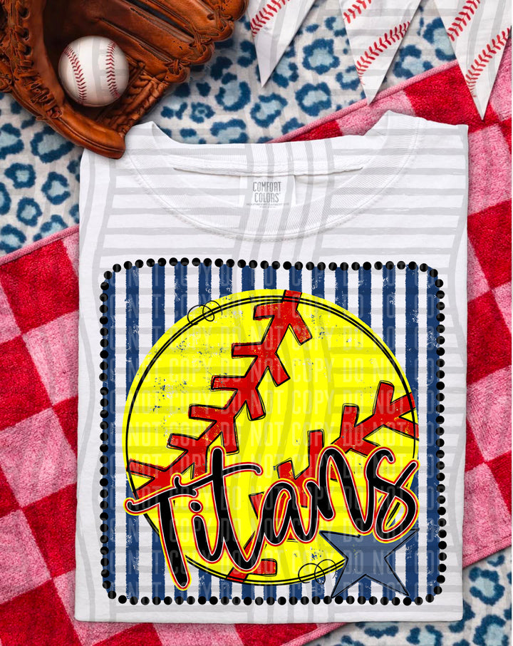 Softball RWB Framed Script DTF Print