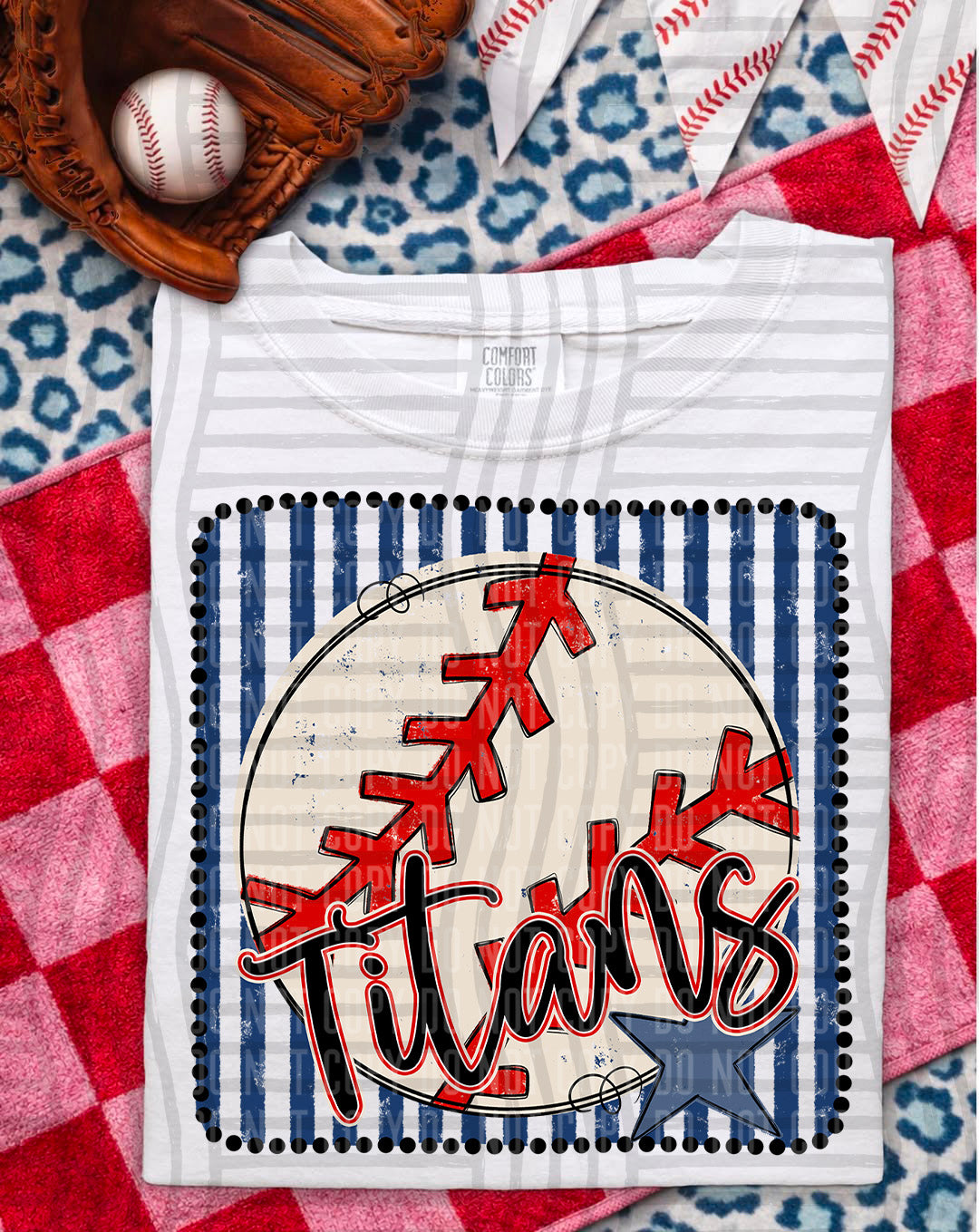 Baseball RWB Framed Script DTF Print