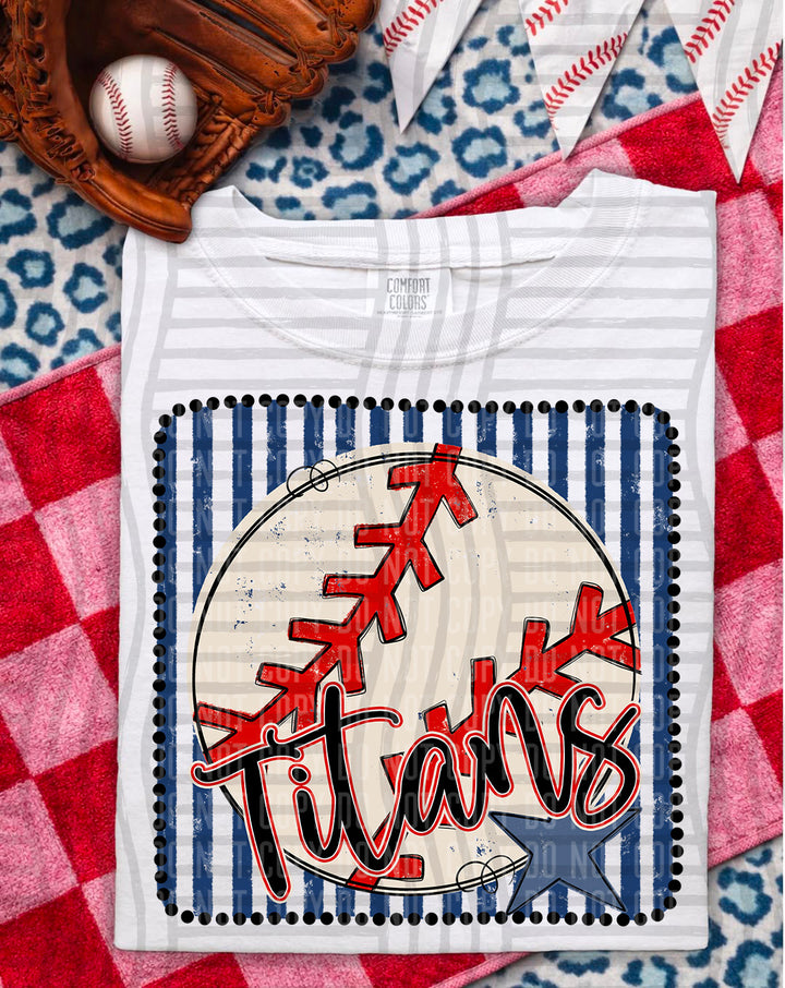 Baseball RWB Framed Script DTF Print