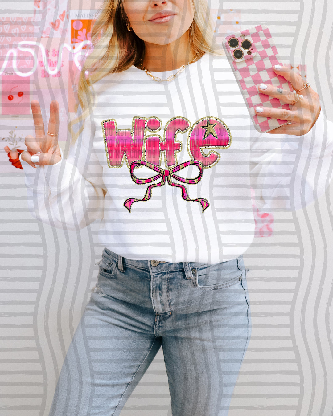 Pink Bow Occupations Names DTF Print