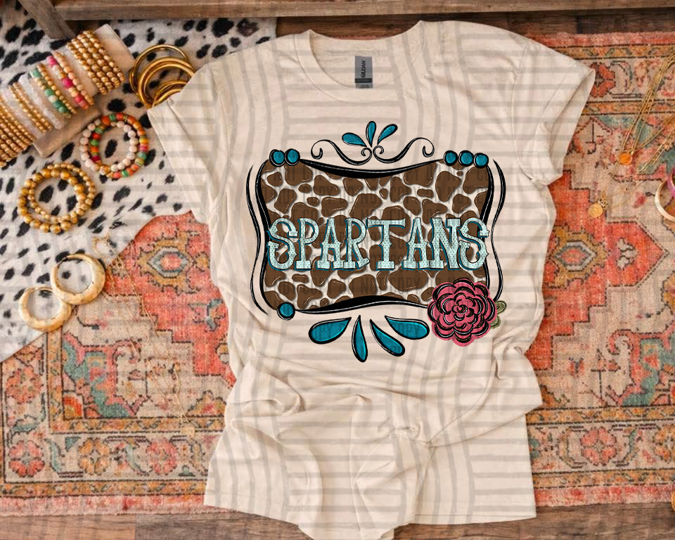 Cowhide & Turquoise Mascots DTF Print