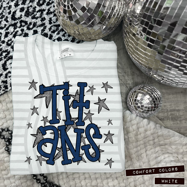 Navy Staggered DTF Print