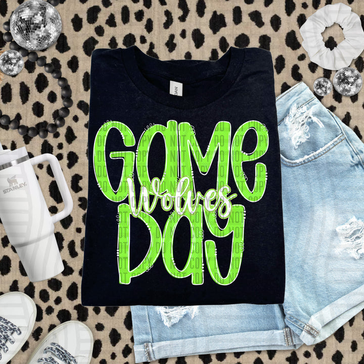 Doodle Gameday Lime DTF Print
