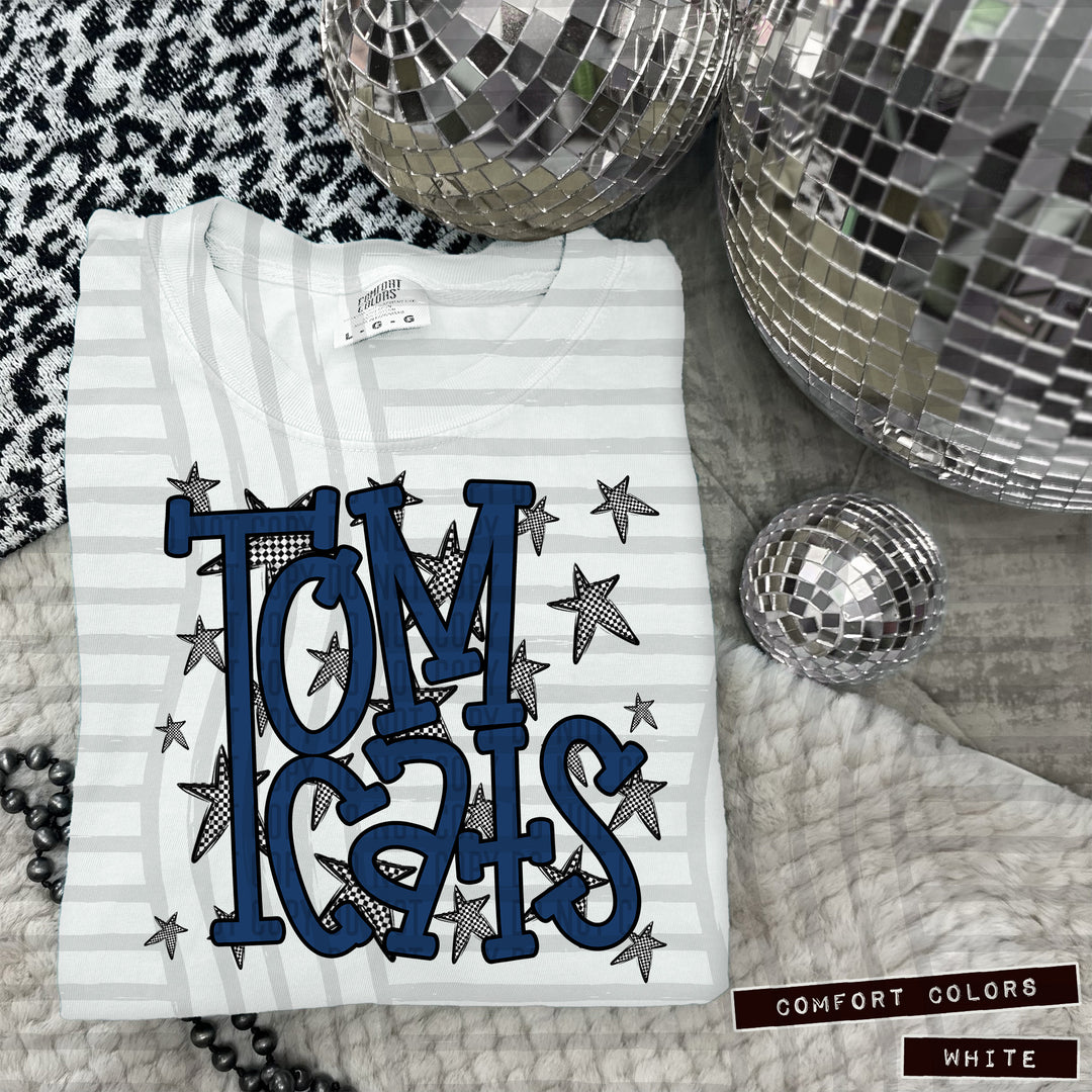 Navy Staggered DTF Print