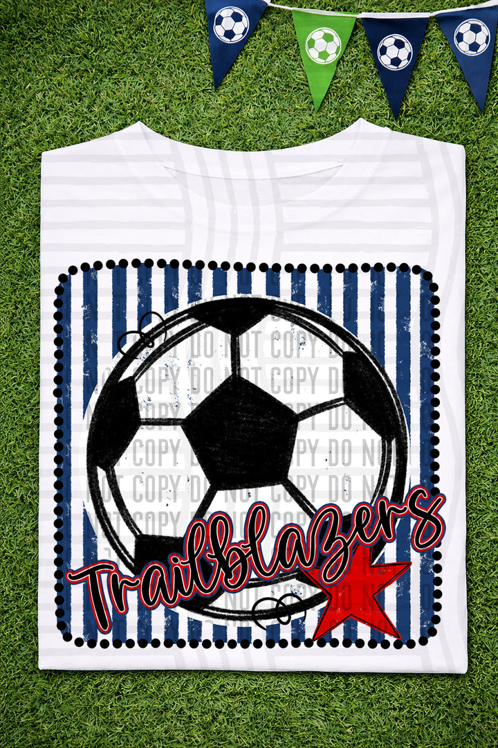 Soccer RWB Framed DTF Print