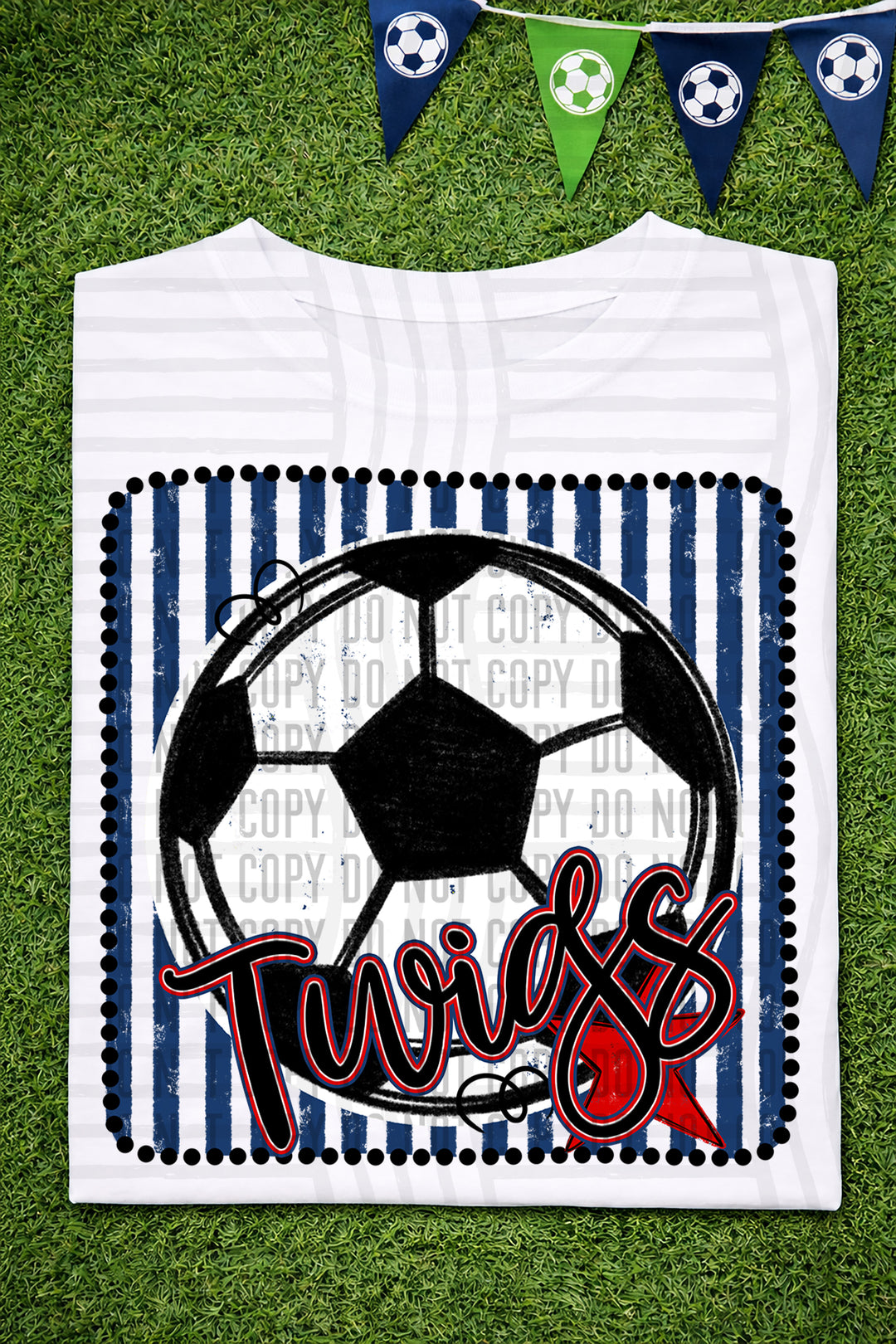 Soccer RWB Framed DTF Print