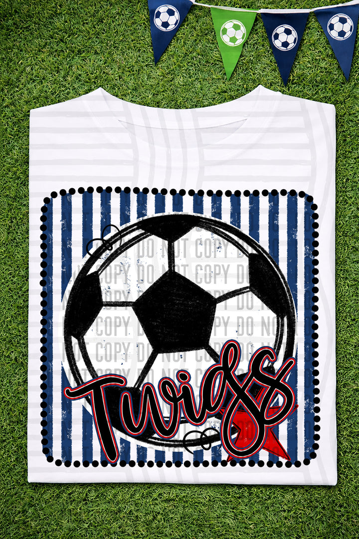Soccer RWB Framed DTF Print