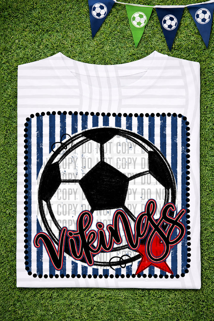 Soccer RWB Framed DTF Print