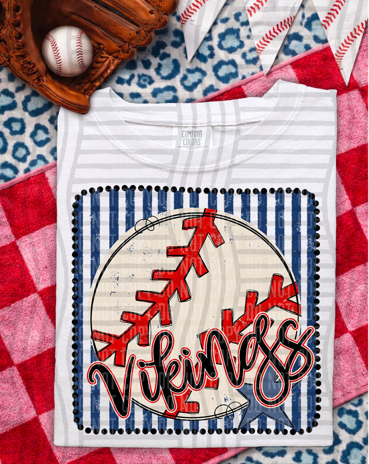 Baseball RWB Framed Script DTF Print