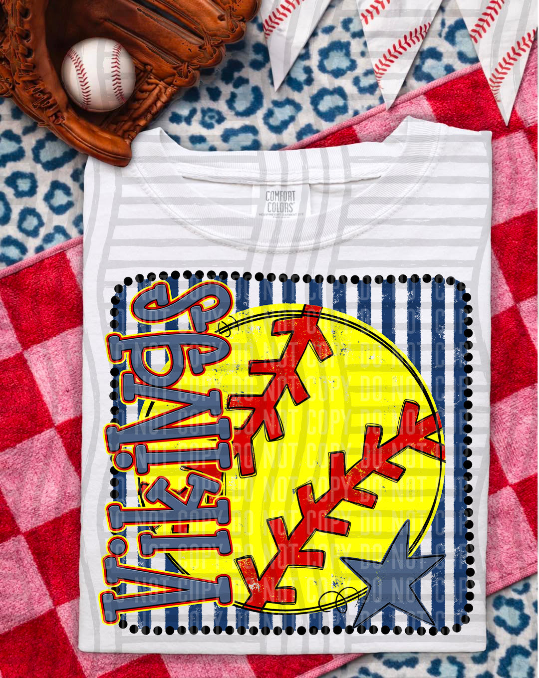 Softball RWB Framed DTF Print
