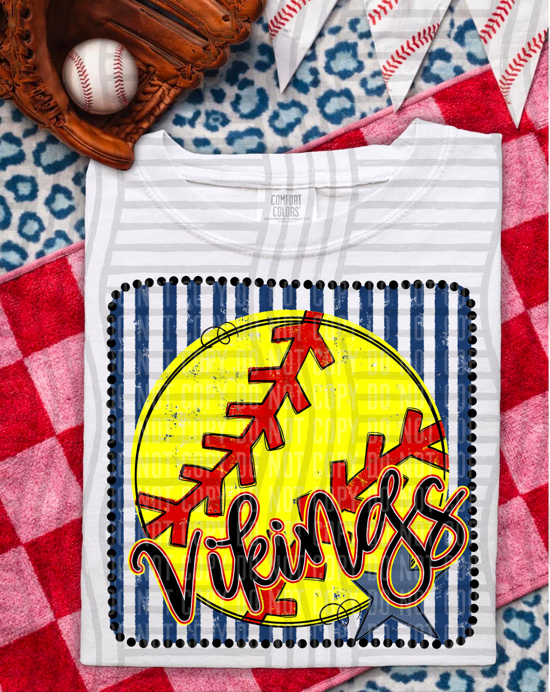 Softball RWB Framed Script DTF Print