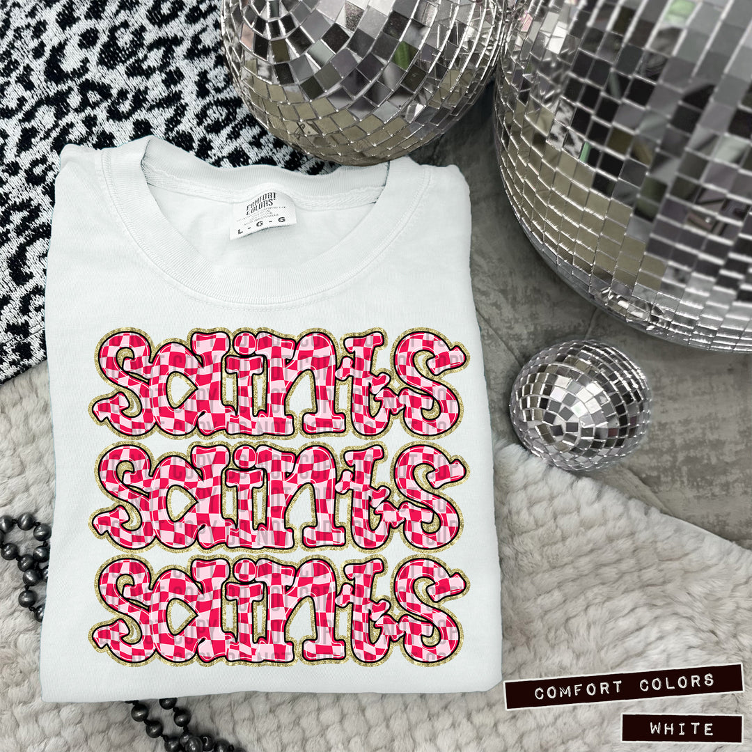 Pink Checks DTF Print