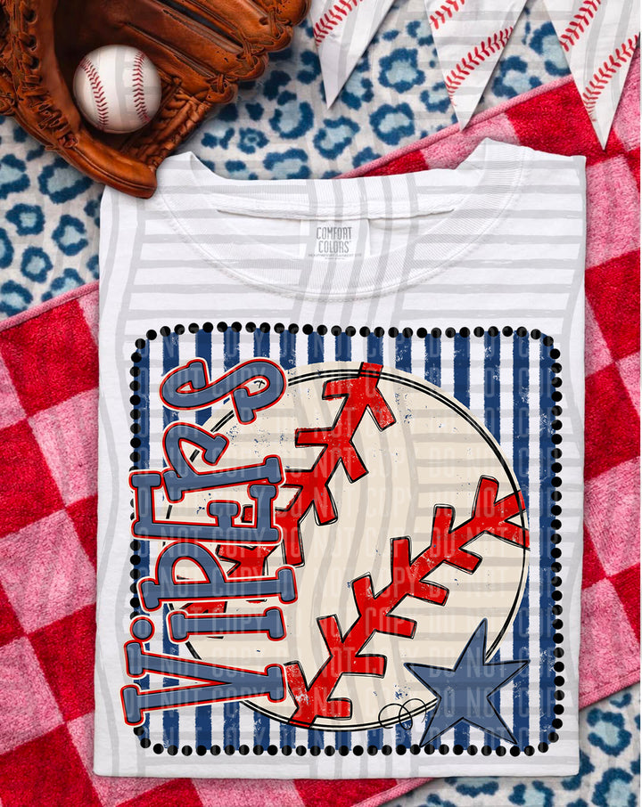 Baseball RWB Framed DTF Print