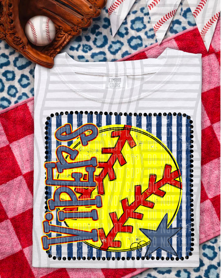 Softball RWB Framed DTF Print