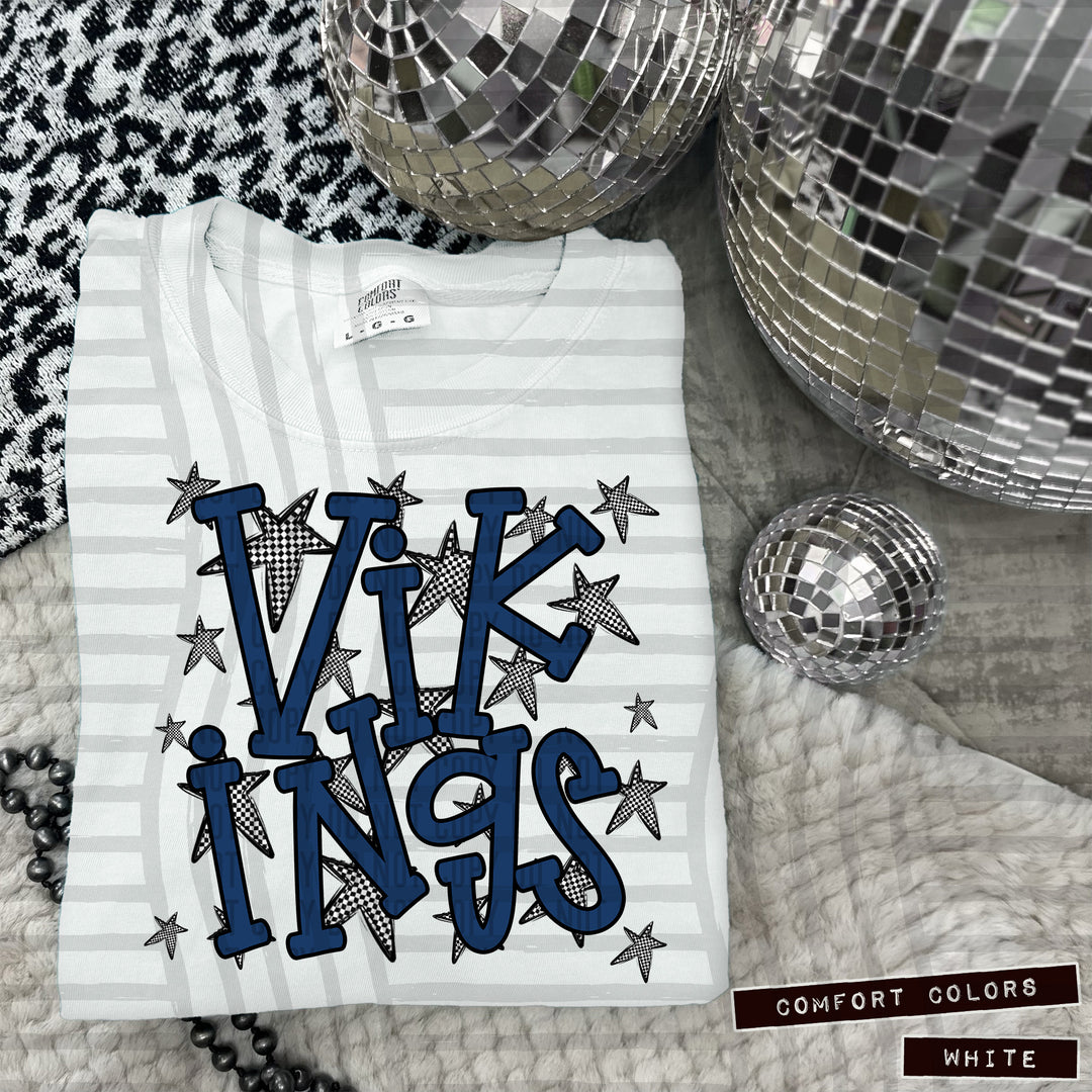 Navy Staggered DTF Print