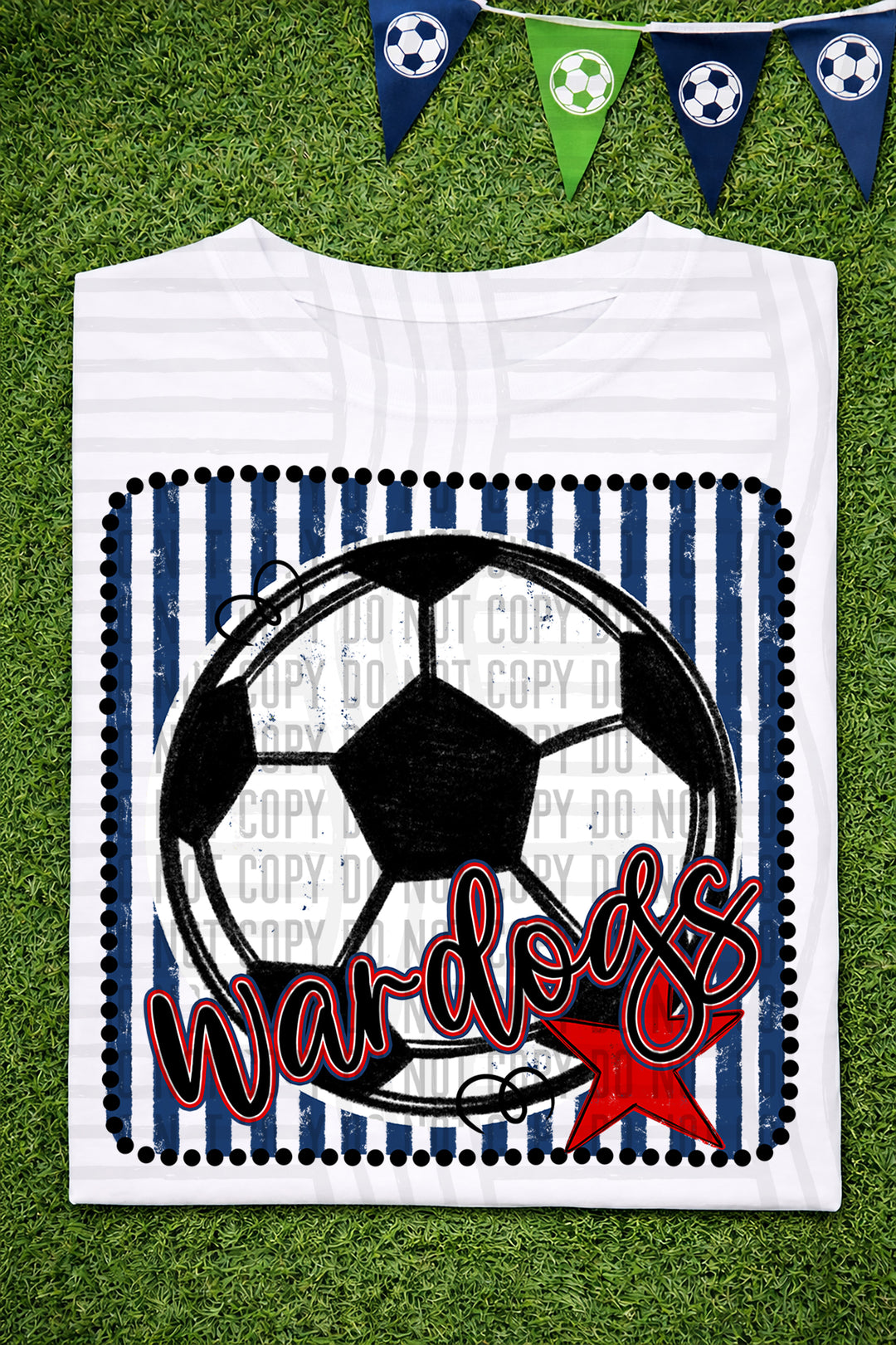 Soccer RWB Framed DTF Print