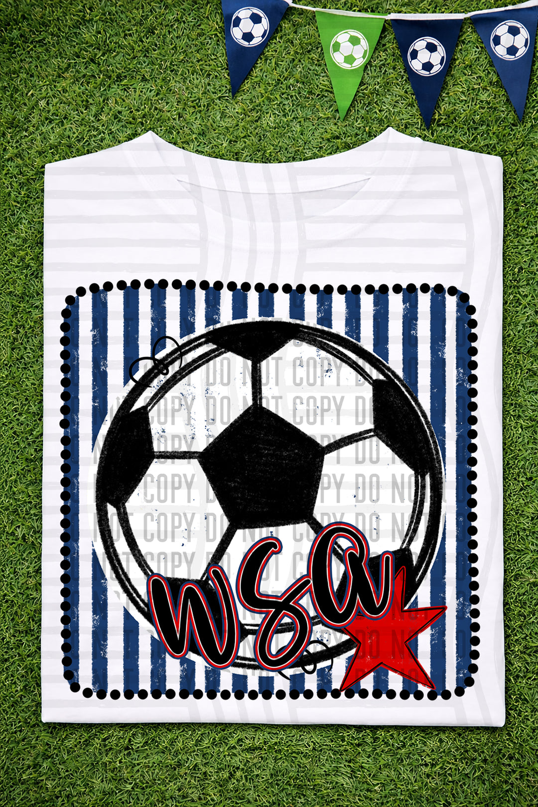 Soccer RWB Framed DTF Print