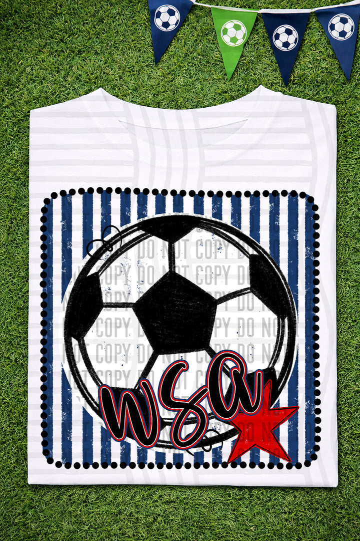 Soccer RWB Framed DTF Print