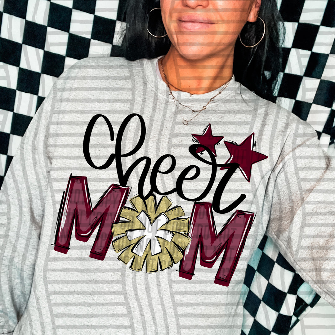 Sports Mom Cheer Gold DTF Print