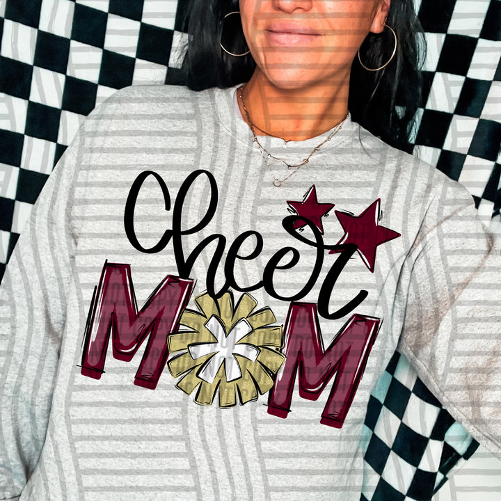 Sports Mom Cheer Gold DTF Print