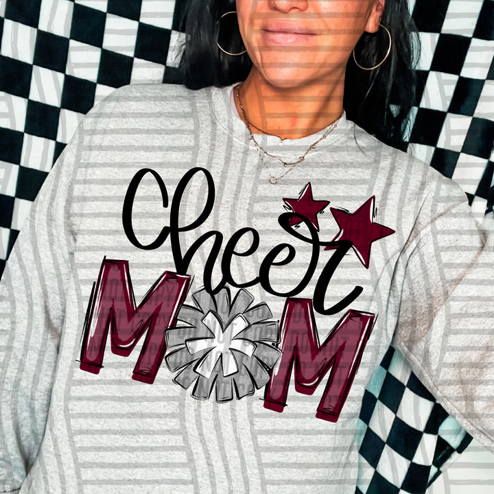 Sports Mom Cheer Silver DTF Print