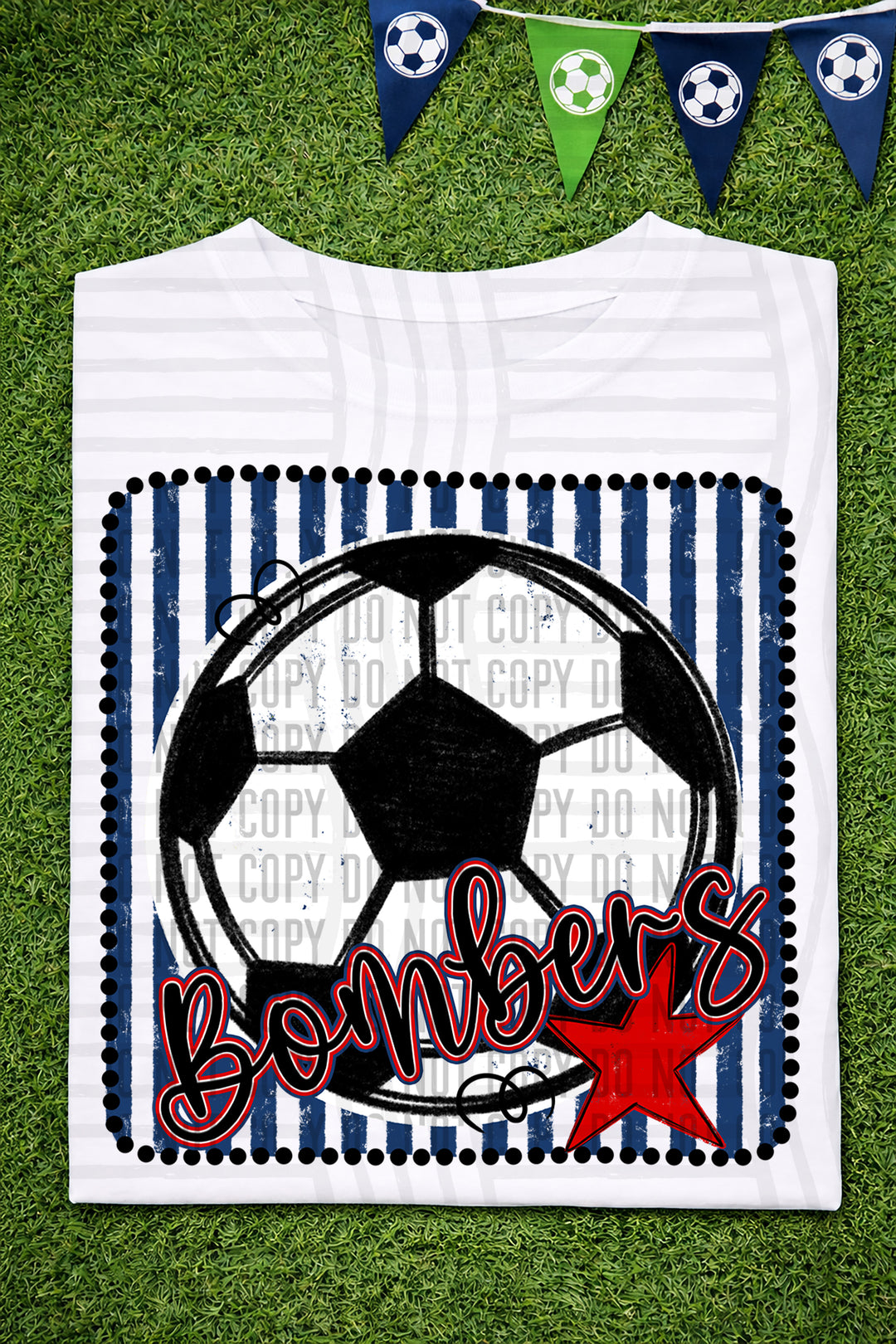 Soccer RWB Framed DTF Print
