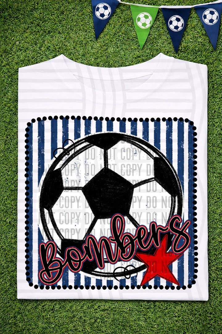 Soccer RWB Framed DTF Print