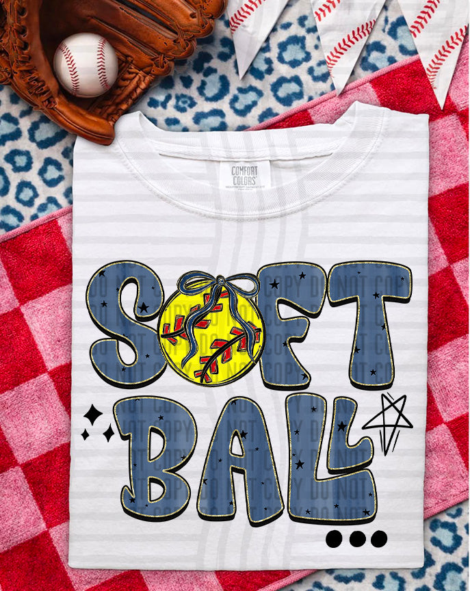 Softball Retro DTF Print