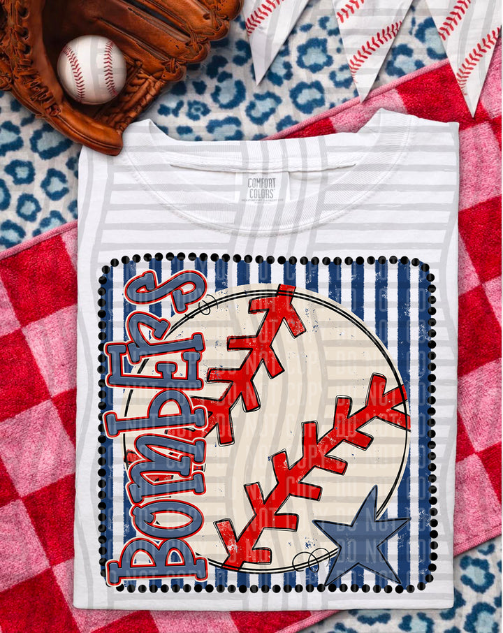Baseball RWB Framed DTF Print