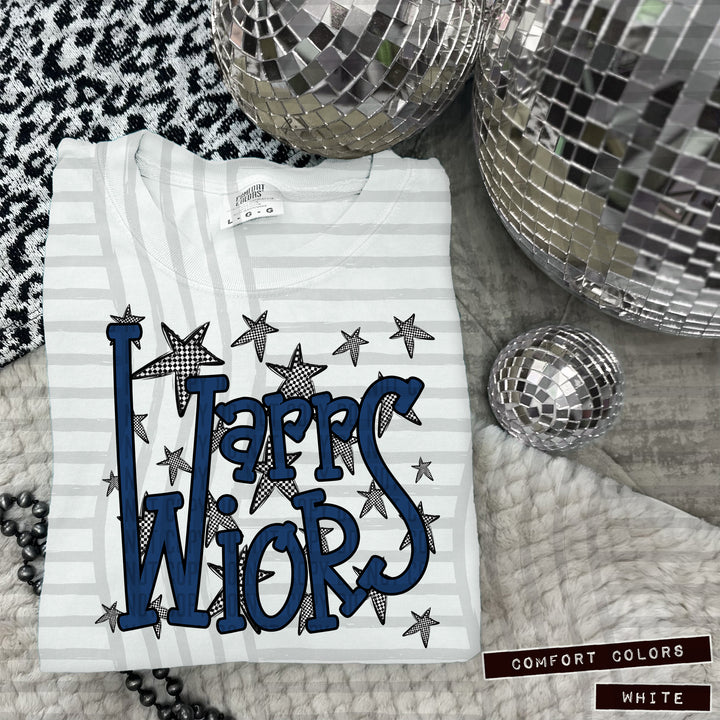 Navy Staggered DTF Print
