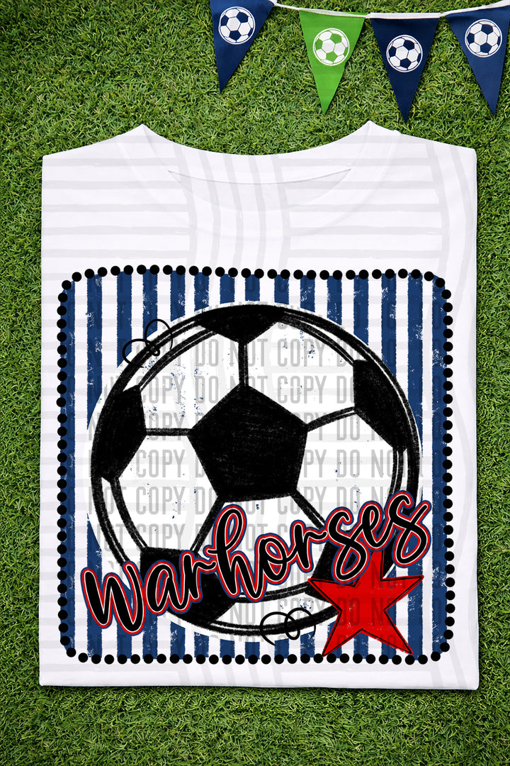 Soccer RWB Framed DTF Print