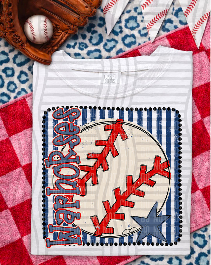 Baseball RWB Framed DTF Print