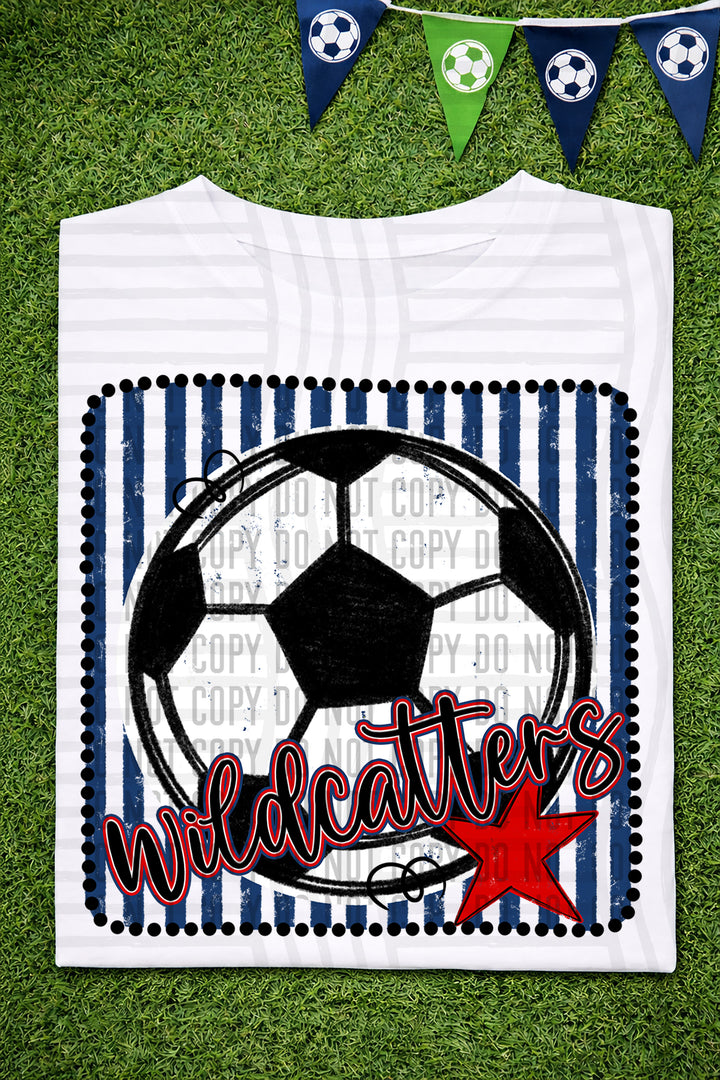 Soccer RWB Framed DTF Print