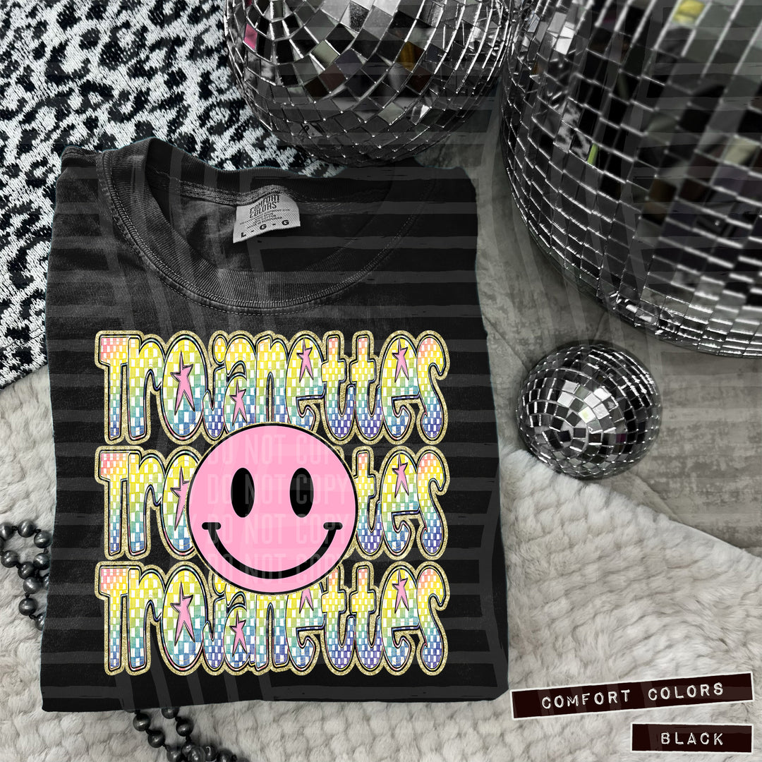 Pink Smiley Triple Stack DTF Print