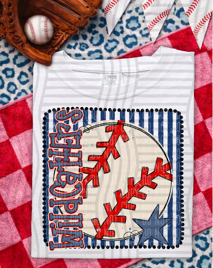 Baseball RWB Framed DTF Print