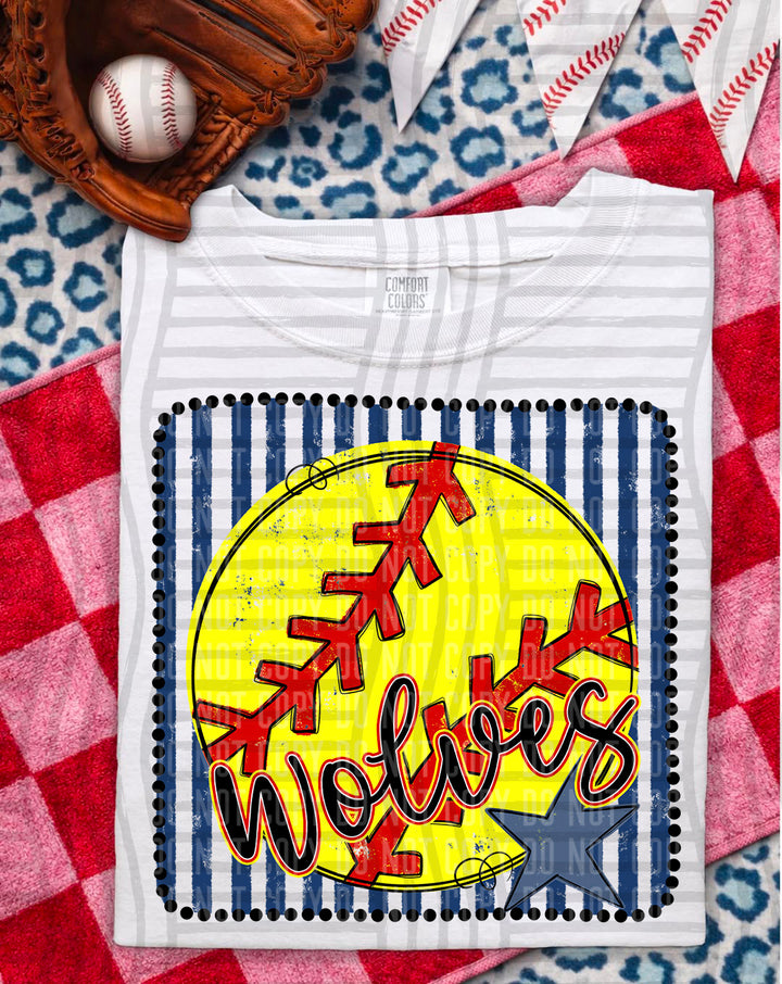 Softball RWB Framed Script DTF Print