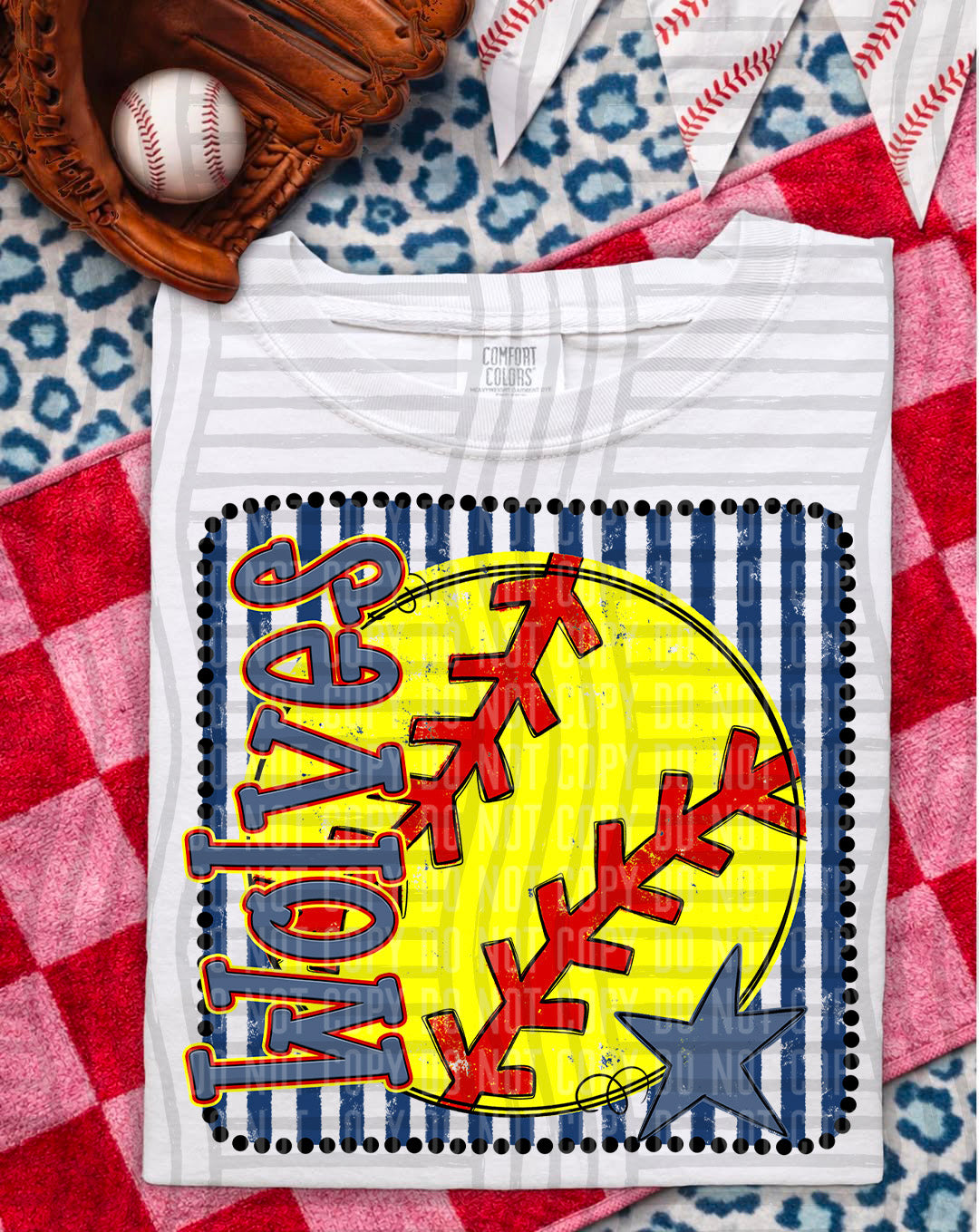 Softball RWB Framed DTF Print