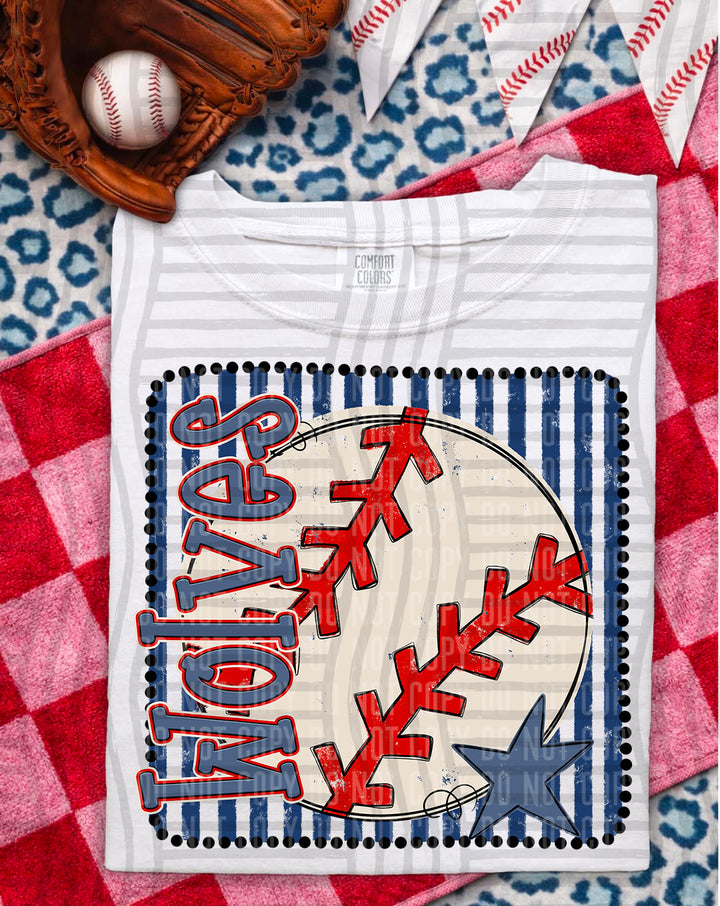 Baseball RWB Framed DTF Print