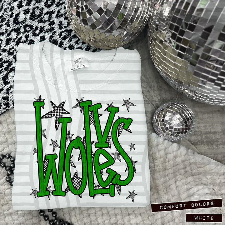 Green Staggered DTF Print