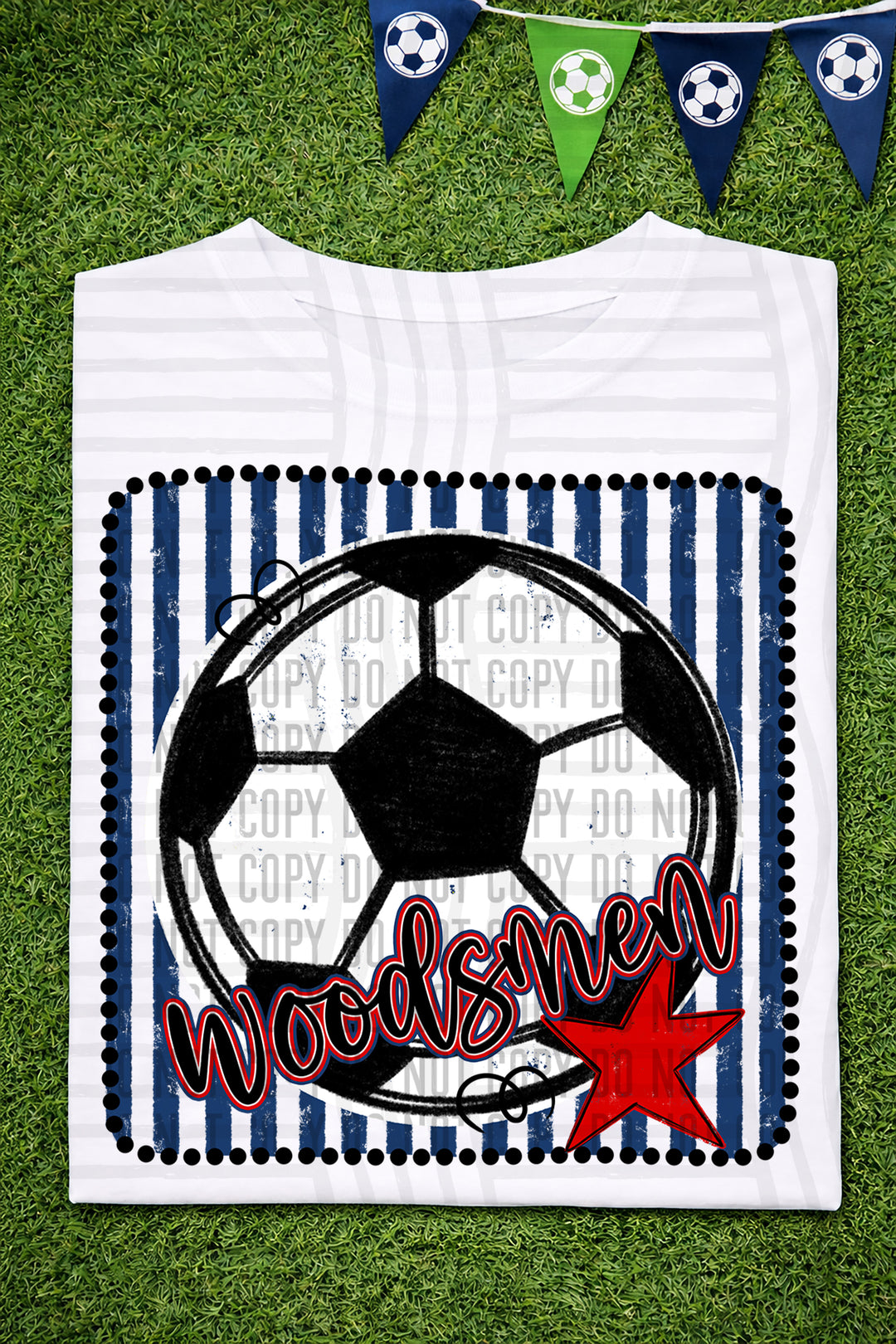 Soccer RWB Framed DTF Print