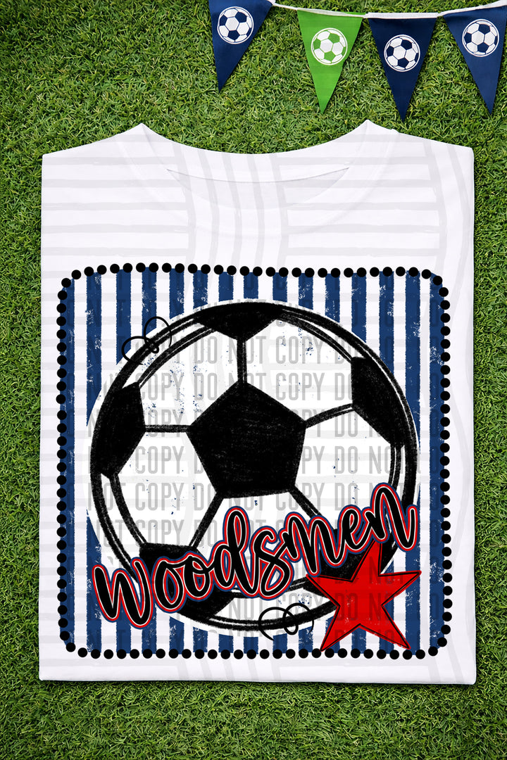 Soccer RWB Framed DTF Print