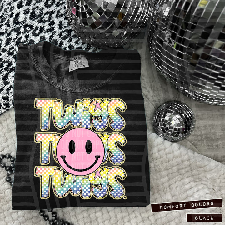Pink Smiley Triple Stack DTF Print