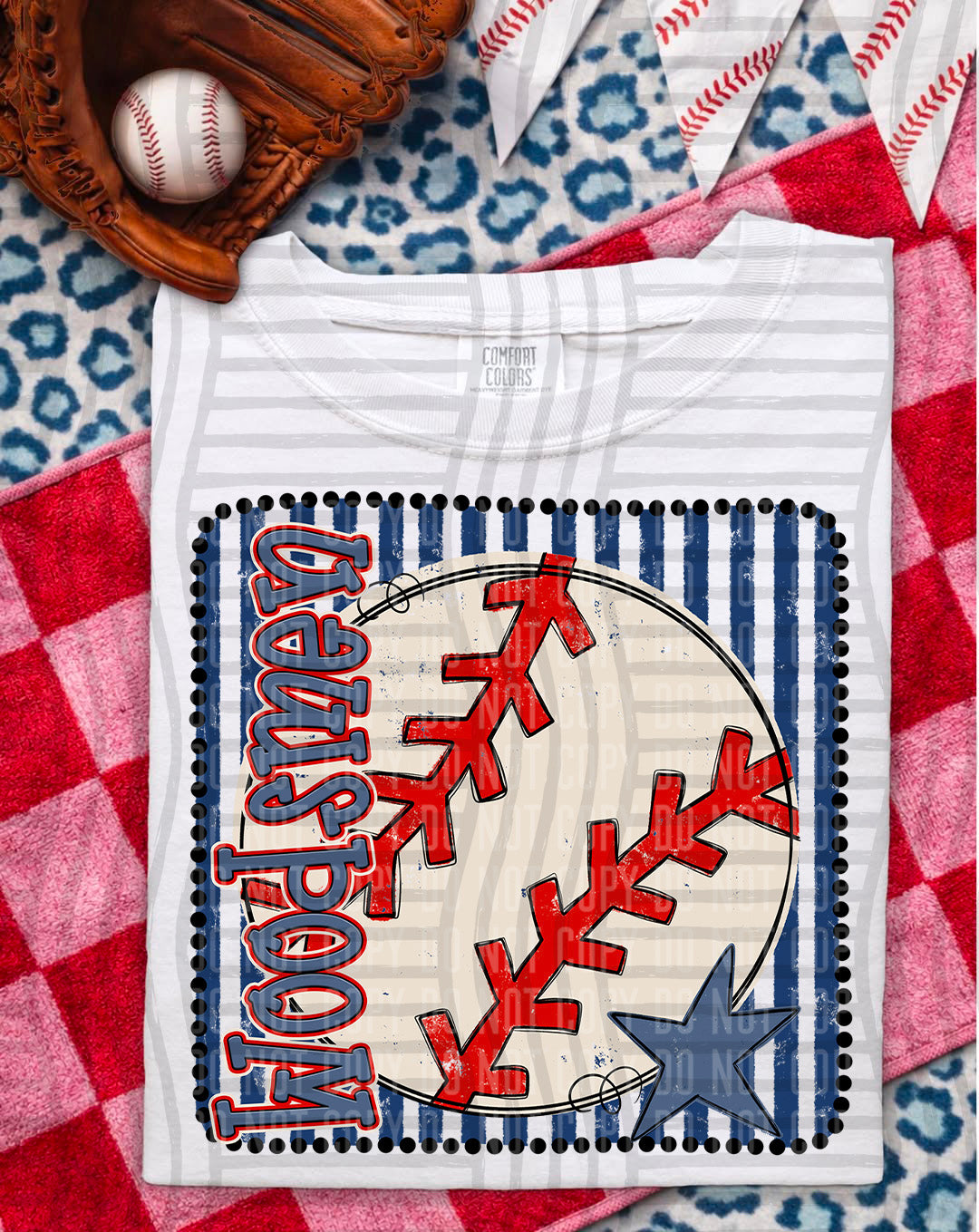 Baseball RWB Framed DTF Print