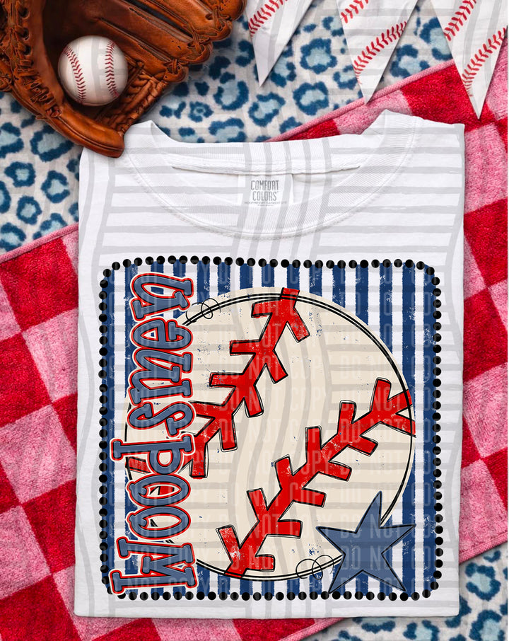 Baseball RWB Framed DTF Print