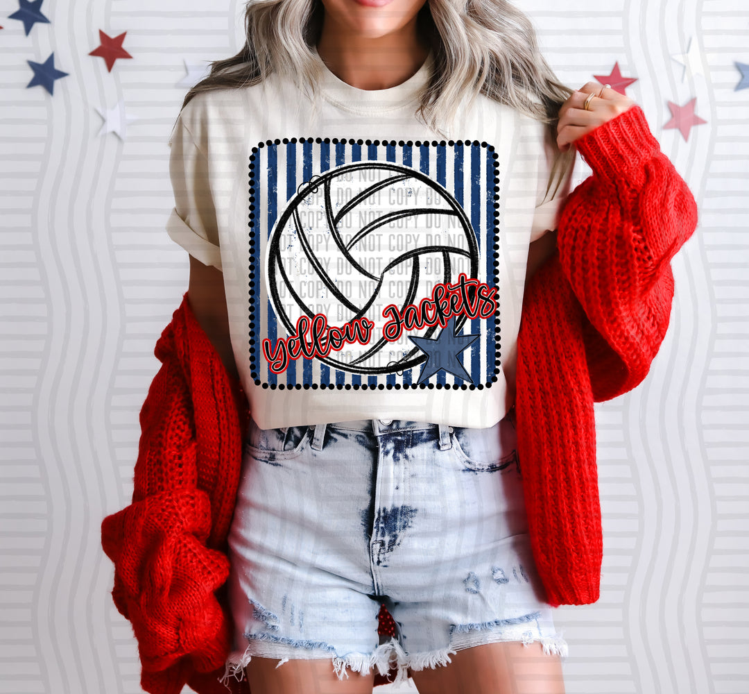 Volleyball RWB Framed DTF Print