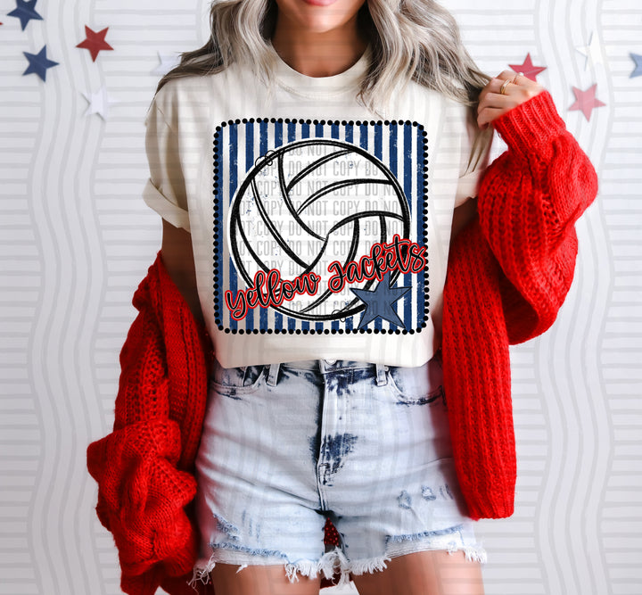 Volleyball RWB Framed DTF Print